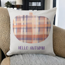 Hallo Herbstkürbis Tartan Aquarell grau Orange