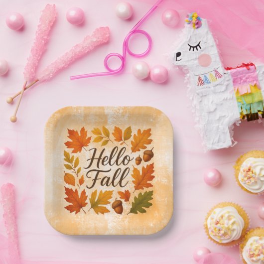 Hallo Herbstlaube und Eichhörnchen Pappteller (Party)