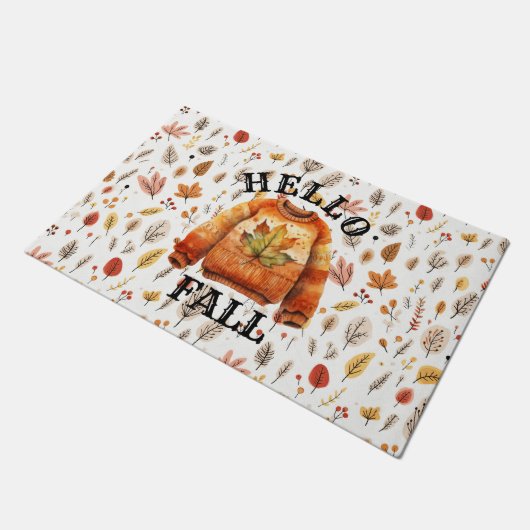 Hallo Herbstlaubs Simple Foliage Pattern Harvest Fußmatte (Schrägansicht)