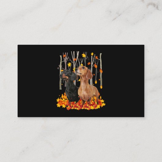 Hallo Herbstmapfel Dackel Leaf Fall Niedlich Dachs Visitenkarte (Rückseite)