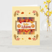 Hallo Herbstverläufe und Karierte Grußkarte Karte (Gelbe Blume)