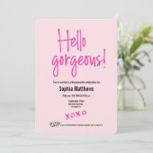 Hallo herrlich Pink XOXO Bachelorette Einladung (Stehend Vorderseite)