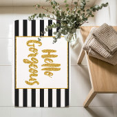 Hallo Herrliche Schwarz-Weiß-Glitzer Streifen Badematte