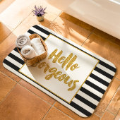 Hallo Herrliche Schwarz-Weiß-Glitzer Streifen Badematte