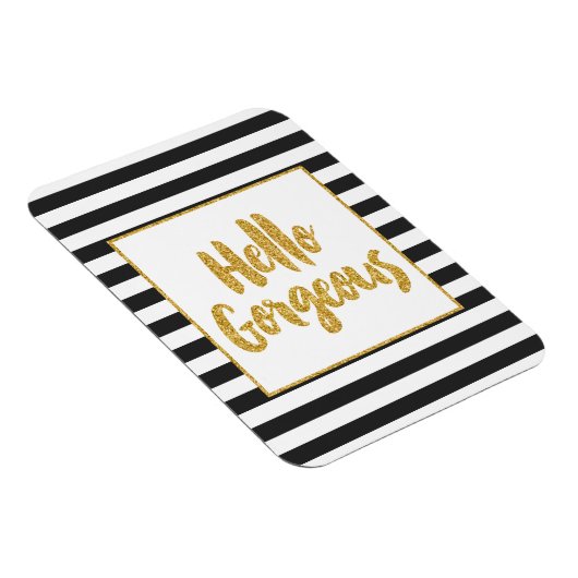 Hallo Herrliche Schwarz-Weiß-Glitzer Streifen Magnet (Rechte Seite)