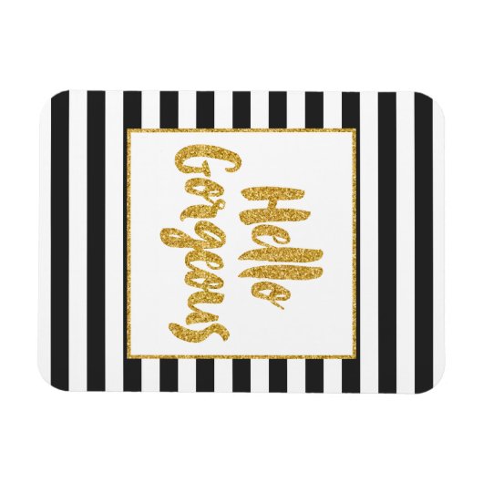 Hallo Herrliche Schwarz-Weiß-Glitzer Streifen Magnet (Horizontal)