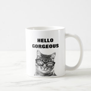 Hallo herrliche Schwarzweiss-Tasse der Katze 11oz Kaffeetasse