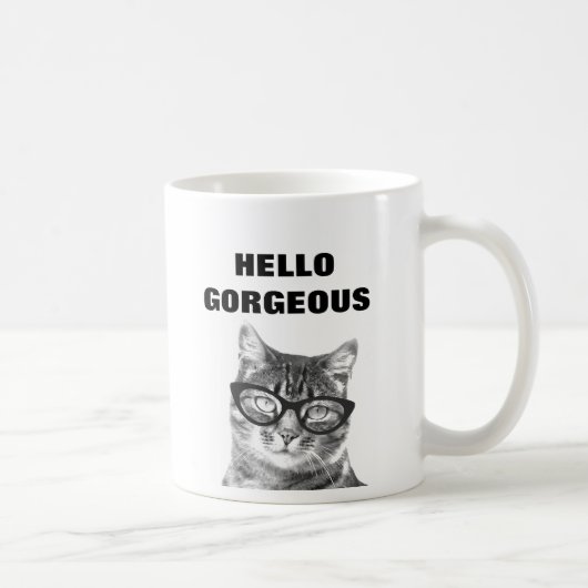 Hallo herrliche Schwarzweiss-Tasse der Katze 11oz Kaffeetasse (Rechts)