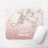 Hallo herrlicher Rosen-GoldGlitzer-Weiß-Marmor Mousepad (Mit Mouse)