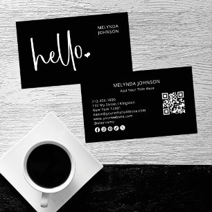 Hallo Herz schwarzer Schrift QR Code soziale Medie Visitenkarte