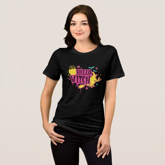 Hallo Hexe Halloween Retro Tri-Blend Shirt (Vorderseite voll)