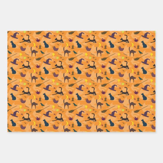 Hallo Hexe - nahtloses Halloween-Muster. Geschenkpapier Set (Vorderseite 3)