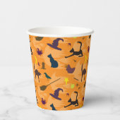 Hallo Hexe - nahtloses Halloween-Muster. Pappbecher (Rückseite)