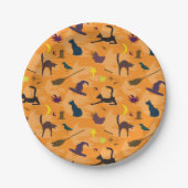 Hallo Hexe - nahtloses Halloween-Muster. Pappteller (Vorderseite)