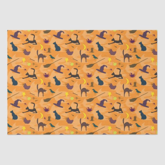 Hallo Hexe - nahtloses Halloween-Muster. Seidenpapier (Vorderseite)