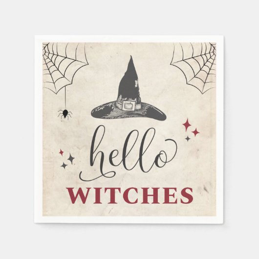 Hallo Hexen Halloween Funny Text Bachelorette Serviette (Vorderseite)