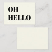 Hallo, Hi, Hey, schwarzer Elfenbein Hinweiskarte (Vorne/Hinten)