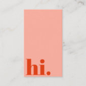 Hallo Hi Lässig Red & Pink Typografy Retro Visitenkarte (Vorderseite)