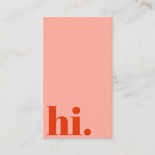 Hallo Hi Lässig Red & Pink Typografy Retro Visitenkarte (Vorderseite)