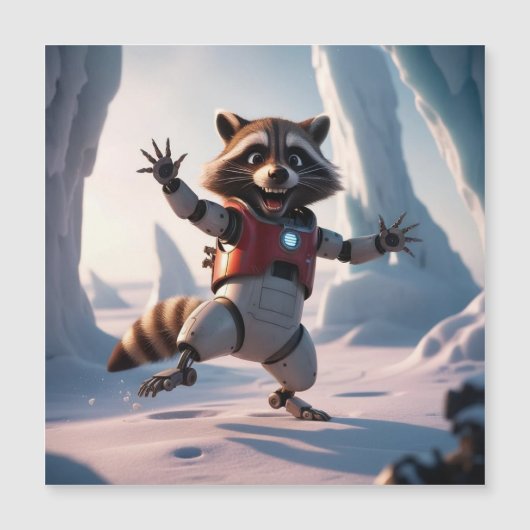 Hallo, Hi Raccon Magneteinladung (Vorderseite)