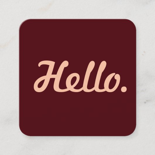 Hallo Hi Rot und Rosa Lässige Typografie Quadratische Visitenkarte (Vorderseite)