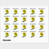Hallo / Hi Yellow Sunflower Floral Sticker / Label (Blatt)