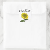 Hallo / Hi Yellow Sunflower Floral Sticker / Label (Tasche)