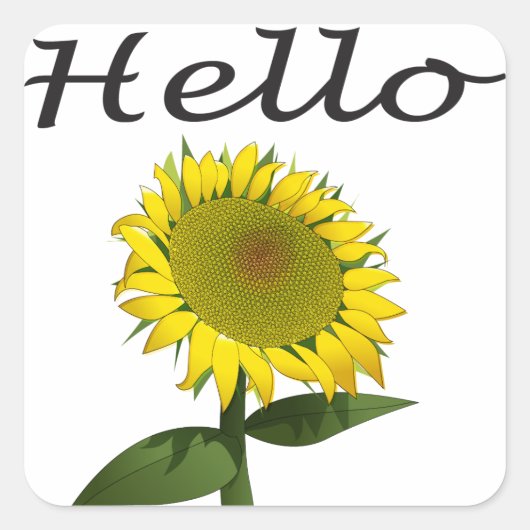 Hallo / Hi Yellow Sunflower Floral Sticker / Label (Vorderseite)