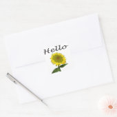 Hallo / Hi Yellow Sunflower Floral Sticker / Label (Umschlag)