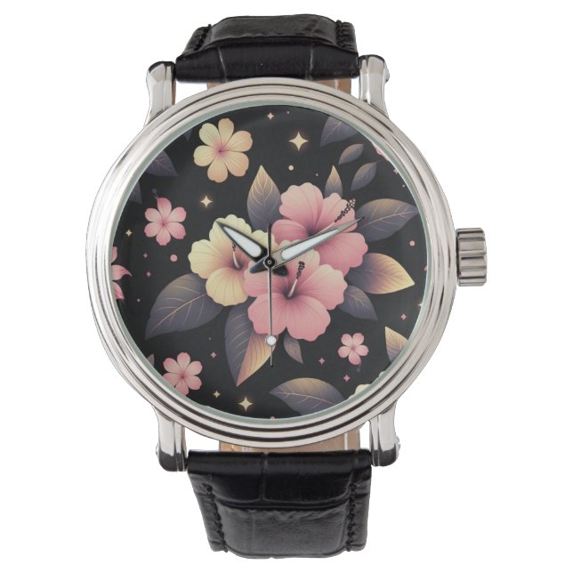 Hallo Hibiskus Armbanduhr (Vorderseite)