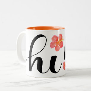Hallo! Hibiskus-Tasse Zweifarbige Tasse