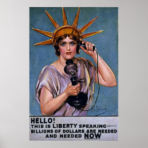 Hallo! Hier spricht Liberty ~ Vintage WW1 Poster
