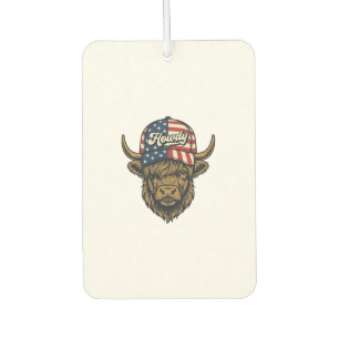 Hallo Highland-Kuh Patriotisches Vintage-Western-D Autolufterfrischer