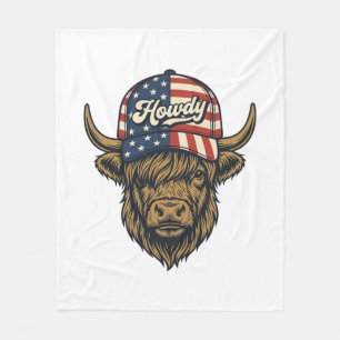 Hallo Highland-Kuh Patriotisches Vintage-Western-D Fleecedecke