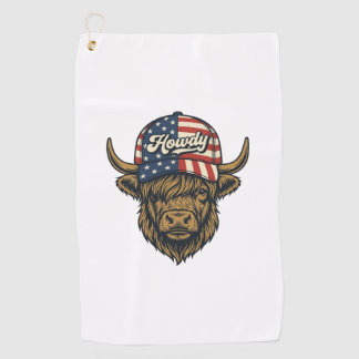 Hallo Highland-Kuh Patriotisches Vintage-Western-D Golfhandtuch