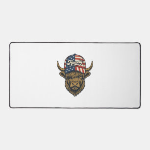 Hallo Highland-Kuh Patriotisches Vintage-Western-D Schreibtischunterlage