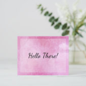 "Hallo!" Hinweis: Mandala mit rosa Wasserfarbe Postkarte (Stehend Vorderseite)