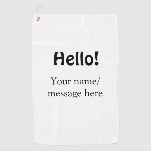 Hallo hinzufügen Namensnachricht einfach minimales Golfhandtuch (Vorderseite)
