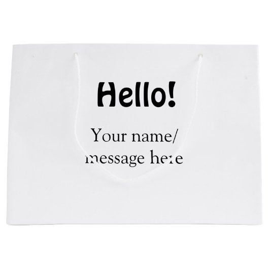 Hallo hinzufügen Namensnachricht einfach minimales Große Geschenktüte (Vorderseite)