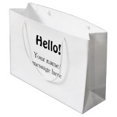 Hallo hinzufügen Namensnachricht einfach minimales Große Geschenktüte (Rückseite Schrägansicht)