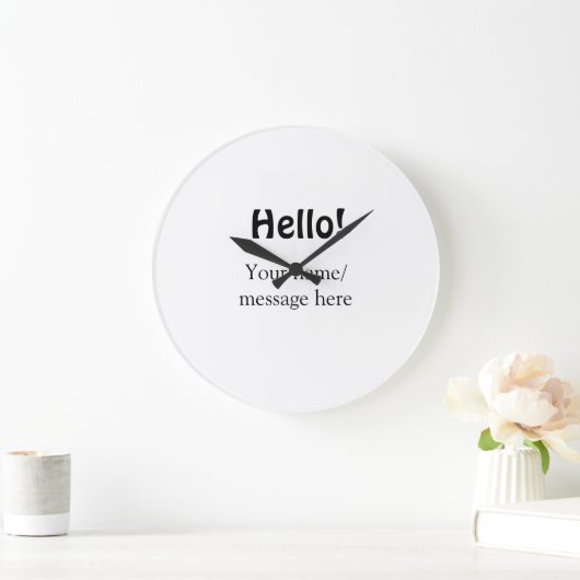 Hallo hinzufügen Namensnachricht einfach minimales Große Wanduhr (Zuhause)