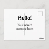 Hallo hinzufügen Namensnachricht einfach minimales Postkarte (Rückseite)