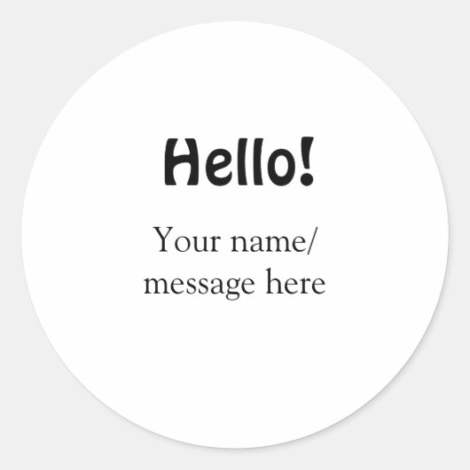 Hallo hinzufügen Namensnachricht einfach minimales Runder Aufkleber (Vorderseite)