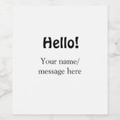 Hallo hinzufügen Namensnachricht einfach minimales Weinetikett (Einzelnes Label)