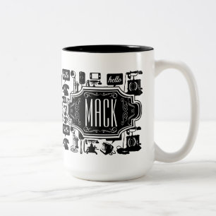 Hallo Hipster Retro-Telefon-Muster Zweifarbige Tasse