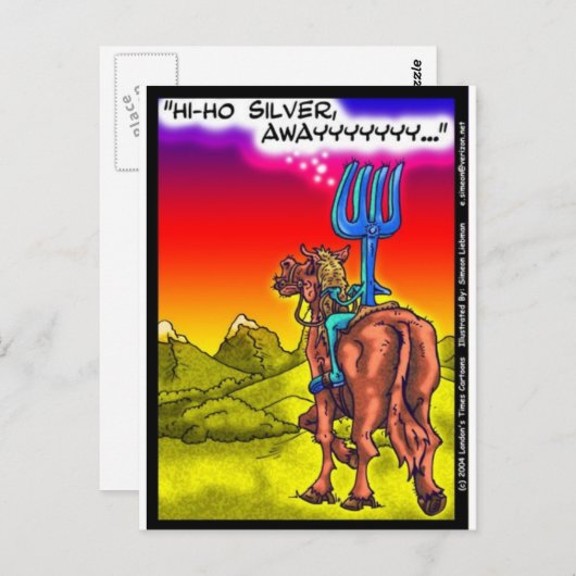 Hallo, Ho Silver? Fun Lone Ranger Parody Cartoon G Postkarte (Vorne/Hinten)