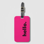 Hallo Hot Pink Fuchsia farbenfrohe Typografie Cust Gepäckanhänger (Vorderseite Vertikal)
