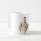 Hallo hübscher Mann Lavendelblumen Kaffeetasse (Vorderseite Links)