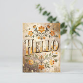 Hallo, hübsches Blumendesign, Postkarte (Stehend Vorderseite)
