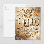 Hallo, hübsches Blumendesign, Postkarte (Vorne/Hinten)